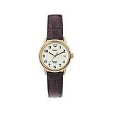 Timex Women's Goldtone EZ-Reader Brown Leather Strap Watch