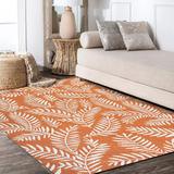 Orange Area Rug - Red Barrel Studio® Rectangle Floral Machine Braided Polypropylene Area Rug in White/Polypropylene in Orange | Wayfair
