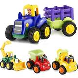 ISHANTECH Push and Go Friction Powered Cars Construction Vehicles Toy Set for 1 2 3 Year Old Baby Toddlers Boys Gift