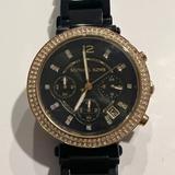 Michael Kors Accessories | Michael Kors Parker Chronograph Black Dial Black Ion-Plated Ladies Watch | Color: Black/Gold | Size: 39mm