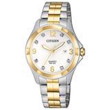 Women's Citizen Dress Crystal Two-Tone Watch, Silver Gold