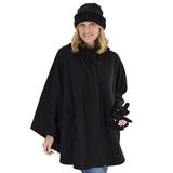 Blair Women's Ruffle Trim Fleece Wrap, Glove & Hat Set - Black