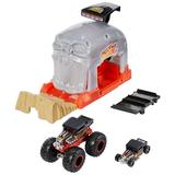 Hot Wheels Monster Truck Launcher Playset with Team Bone Shaker Vehicle and Hot Wheels Car