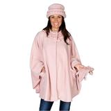 Women's Ruffle Trim Fleece Wrap, Glove & Hat Set, Blush Pink N/A