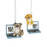 GANZ Ornaments Multi - Blue & Gray Home-Office Dog 'Walk Time!' Ornament - Set of Two