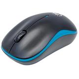 Manhattan Success Wireless Mouse Black/Blue 1000dpi 2.4Ghz (up to 10m) USB Optical Three Button with Scroll Wheel USB micro receiver AA battery (included) Low friction base Three Year Warranty Blister