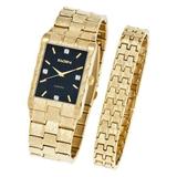 Elgin Adult Men s Analog Wristwatch and Bracelet Set in Gold with 4 Diamonds - FG9031ST