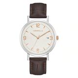 Caravelle By Bulova Men's Brown Leather Band Watch 44a118, Rose Gold