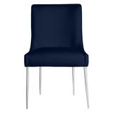 Elinor Dining Chair - Bright Nickel - Plush Velvet Cobalt