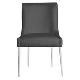 Elinor Dining Chair - Bright Nickel - Velvet Charcoal