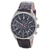 Seiko Men's Ssb037-p2 Black Dial Leather Band Chronograph Watch Msrp