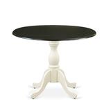 East West Furniture Dublin Drop Leaf Acacia Solid Wood Pedestal Dining Table Wood in White/Black, Size 30.0 H in | Wayfair DST-BLW-TP