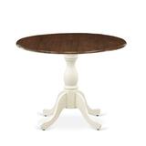 East West Furniture Dublin Drop Leaf Acacia Solid Wood Pedestal Dining Table Wood in White/Brown, Size 30.0 H in | Wayfair DST-WLW-TP