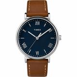 Timex Tw2r63900, Men's Southview, Brown Leather Watch, 41mm Case, Blue