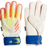 adidas Youth Predator Edge Fingersave Match Soccer Goalkeeper Gloves, Boys', Size 4, White/Solar Red/Cyan
