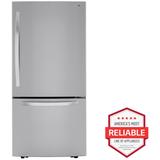 LG 33 in. 25.5 cu. ft. Bottom Freezer Refrigerator with Ice Maker- Stainless Steel | P.C. Richard & Son