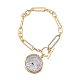 Belk Two Tone, 7 Inch Chain Link Bracelet With Toggle Closure And Coin Drop Off