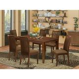 East West Furniture CAIP7-MAH-C 7Pc Dinette Set Includes a Rectangular Kitchen Table and Six Linen seat Dining Chairs Mahogany Finish