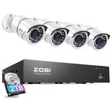 ZOSI 8Ch 5Mp Poe Security Camera System, 4Pcs Wired 5Mp Outdoor Poe Ip Cameras w/ 120Ft Night Vision, Motion Alert, 1Tb Hdd, Metal in White | Wayfair