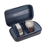 Nautica Men's Spettacolare Reissue Stainless Steel And Leather Watch Box Set Multi, OS