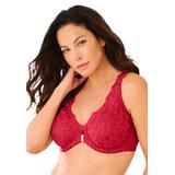 Plus Size Women's Embroidered Front-Close Underwire Bra by Amoureuse in Classic Red (Size 44 C)