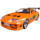 Brians Toyota Supra Orange with Graphics "Fast & Furious" Movie 1/24 Diecast Model Car by Jada