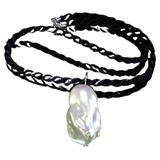 Ajd Baroque Pearl Pendant On Black Cord Great Gift!!
