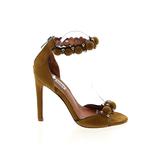 Cape Robbin Heels: Green Print Shoes - Women's Size 6 1/2 - Open Toe