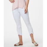 Belle by Kim Gravel Women's Casual Pants White - White TripleLuxe Twill Frayed Pull-On Cropped Pants - Plus