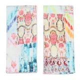 Ikat Celebration,'Pair of Ikat Printed Cotton Dish Towels Crafted in India'