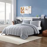 Nautica Longdale Cozy Reversible Solid Comforter Set Polyester/Polyfill/Microfiber in Gray, Size Queen Comforter + 2 Standard Shams | Wayfair