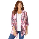 Plus Size Women's Harmony Knit Herringbone Cardigan by Catherines in Multi Abstract (Size 1X)