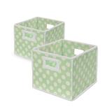 Badger Basket Storage Boxes Sage/White - Sage Polka Dot Folding Storage Cube - Set of Two