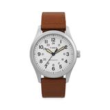 Men's Mechanical Hand-Wind White & Brown Leather 38MM Watch - Brown White