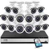 ZOSI 16 Channel 1080P Wired Dvr Video Enabled Dusk to Dawn Outdoor Security Wall Pack w/ Motion Sensor (pack of 16) in White | Wayfair