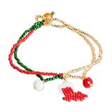 Cute Christmas Boot,'Christmas Boot Pendant Bracelet with Crystal & Glass Beads'