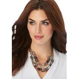 Women's Grey Beaded Necklace by Roaman's in Grey