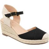 Women s Journee Collection Ashlyn Espadrille Wedge Closed Toe Sandal Black Canvas Fabric 11 M