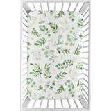 Green and White Tropical Microfiber Fitted Mini Crib Sheet by Sweet Jojo Designs
