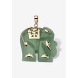Women's 14K Gold Genuine Green Jade Good Luck Elephant Charm Pendant Jewelry by PalmBeach Jewelry in Jade