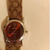 Coach Accessories | Coach Fabric Band Watch Orange Face | Color: Brown/Orange | Size: Os