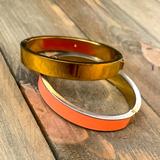 J. Crew Jewelry | J Crew Coral Peach Orange Enamel Gold Bangle Cuff Statement Bracelet Set | Color: Gold/Silver | Size: Os