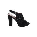 REPORT Heels: Slingback Chunky Heel Cocktail Party Black Print Shoes - Women's Size 8 - Peep Toe