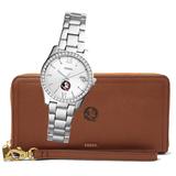 "Women's Fossil Brown/Silver Florida State Seminoles 2-Piece Watch & Clutch Holiday Bundle"