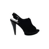 B Makowsky Heels: Black Print Shoes - Women's Size 6 - Peep Toe