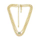 Women's Emerald Green Crystal 18K Gold-Plated Necklace 2-Piece Set - Gold