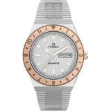 Timex Women's Q Silver-Tone Stainless Steel Bracelet Watch 36mm