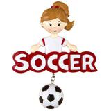 Personalized by Santa Sports Soccer Girl Shaped Ornament Ceramic/Porcelain in Green/Red/White | Wayfair POLARX-OR1244-G