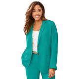 Plus Size Women's Linen Blazer by Jessica London in Waterfall (Size 28 W) Jacket