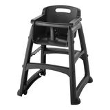Rubbermaid FG780508BLA 29 3/4" Stackable Plastic High Chair w/ Waist Strap & Casters, Black